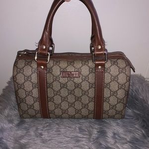 Gucci Monogram Small Boston Brown Bag